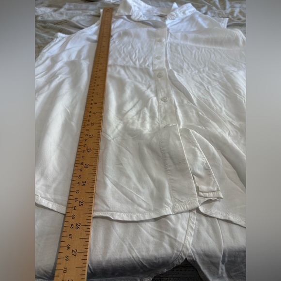 Beach Lunch Lounge crisp white tank button down collared size large lightweight - Picture 6 of 10